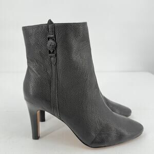 NEW Kurt Geiger Soho Pebbled Leather Side Zip Ankle Booties Black Size 38.5